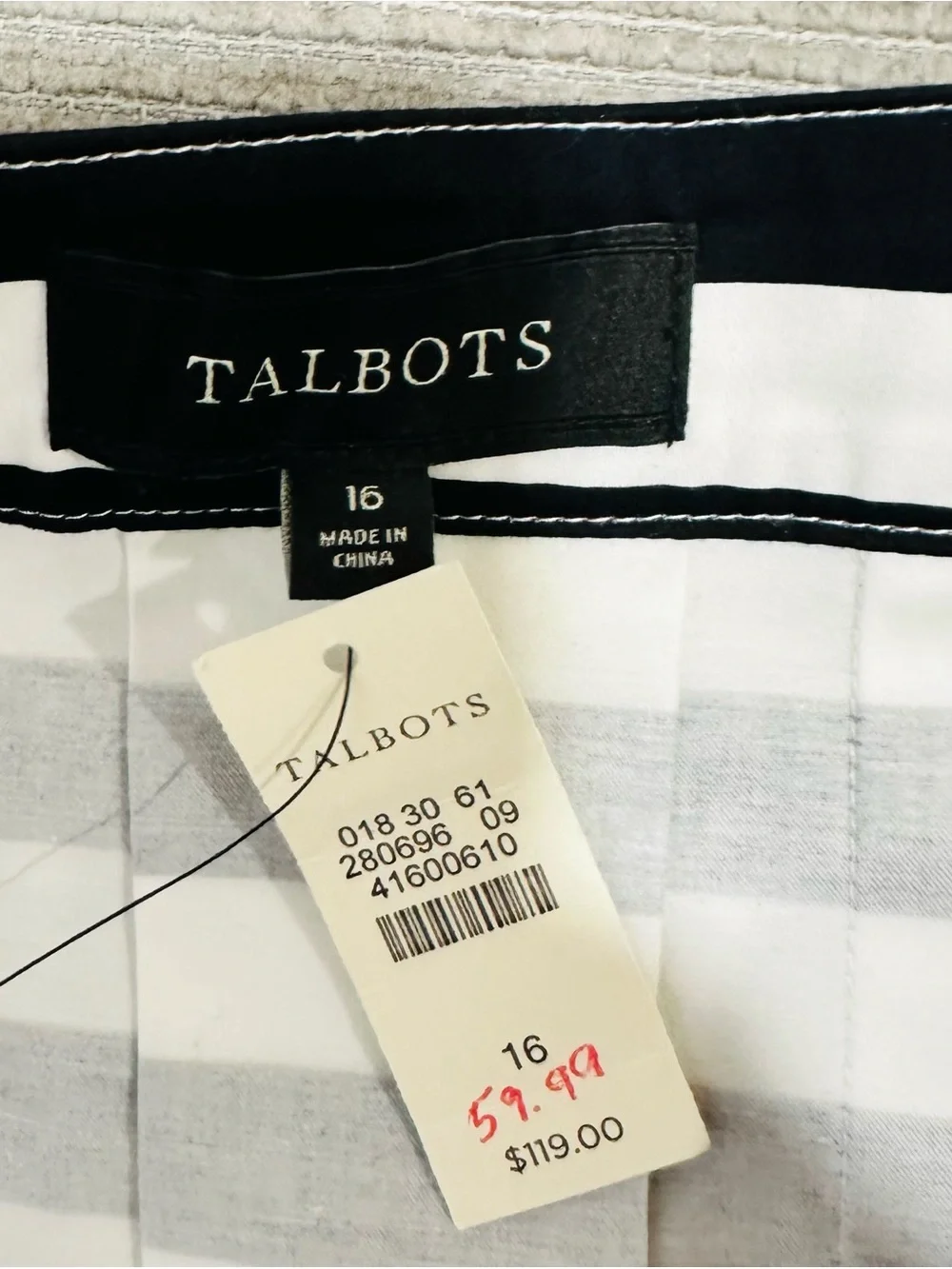 NWT Talbots Striped Pleated Skirt Womens Size‎ 16 Floral Stretch